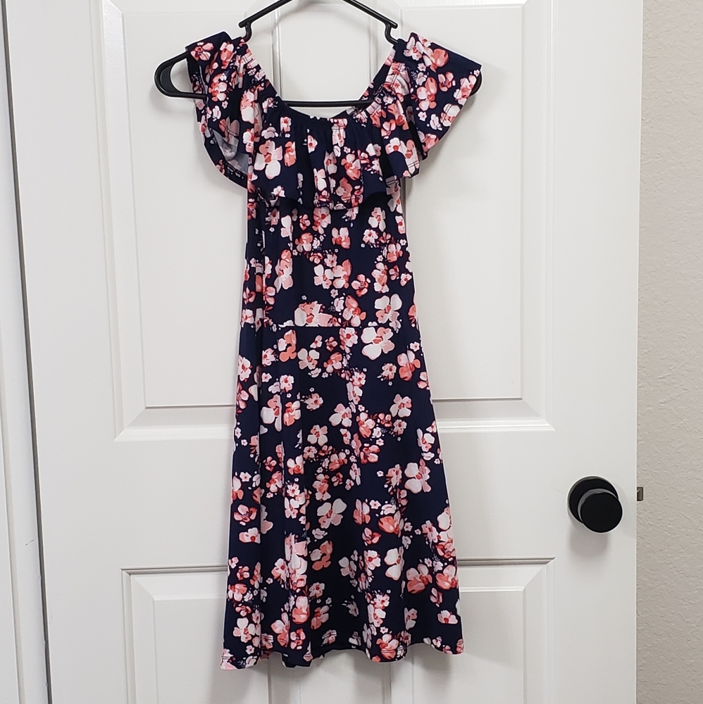 Pink Ruffled Off-Shoulder Sundress with Flutter Sleeves